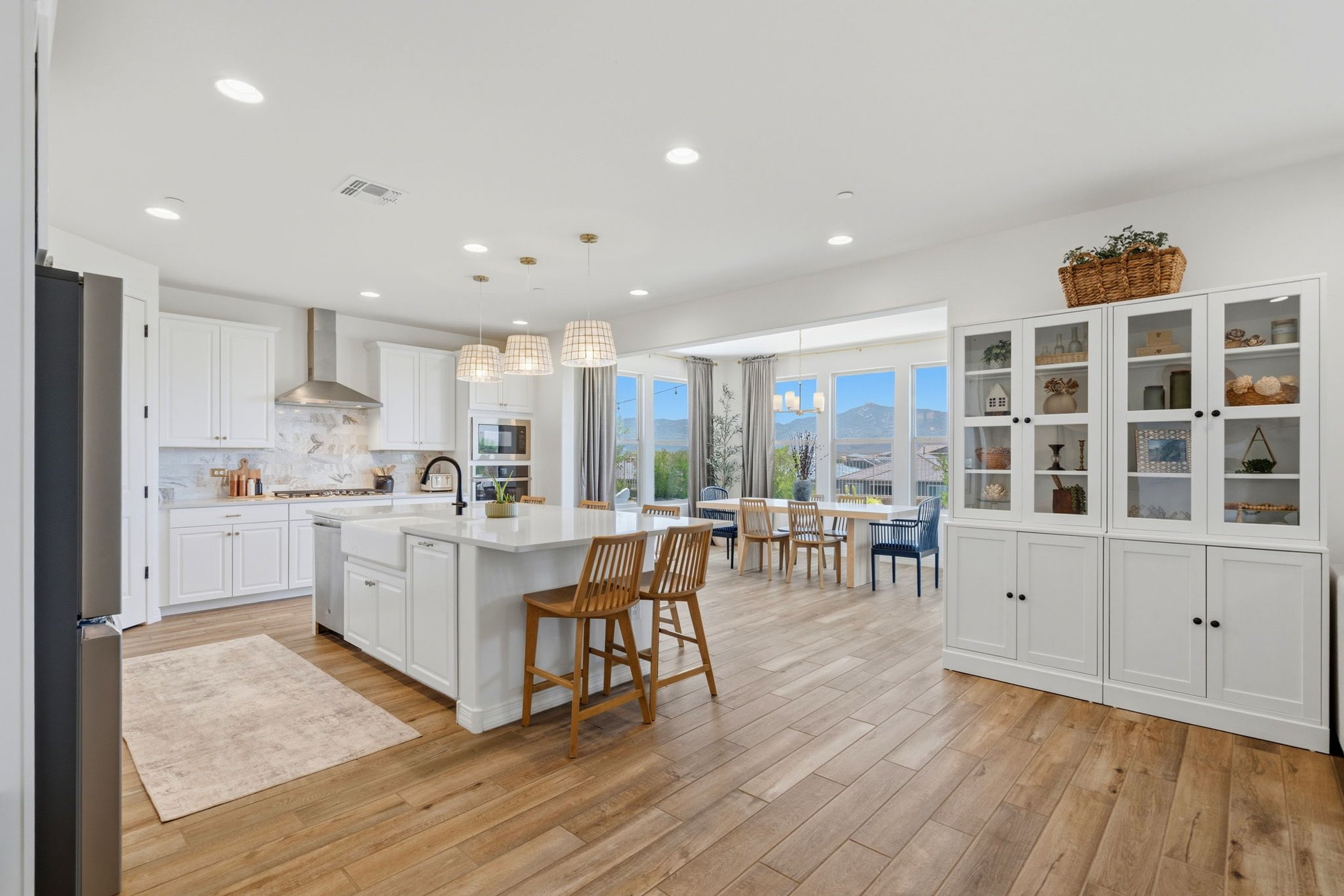 Open-concept kitchen and living
